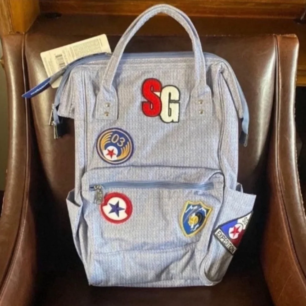 Swiss Gear 15 Ltrs Light Blue Diamond with Patches Laptop Backpack 🆕
